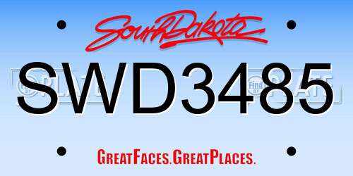 SWD3485 South Dakota License Plate