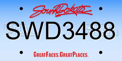 SWD3488 South Dakota License Plate