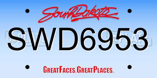 SWD6953 South Dakota License Plate