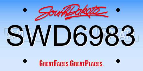 SWD6983 South Dakota License Plate