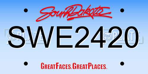 SWE2420 South Dakota License Plate