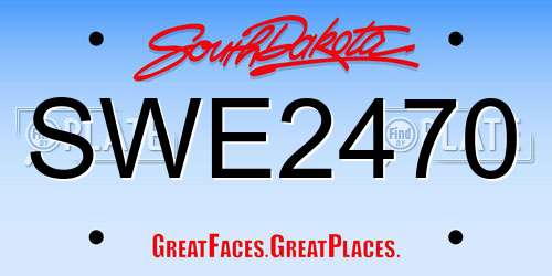 SWE2470 South Dakota License Plate