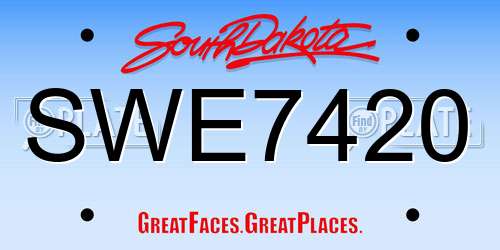 SWE7420 South Dakota License Plate