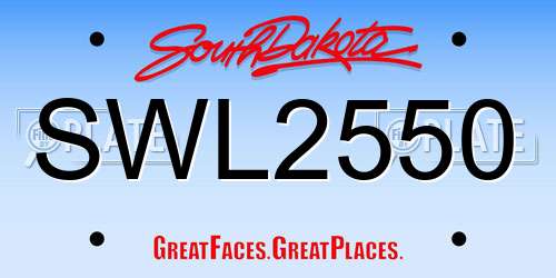 SWL2550 South Dakota License Plate