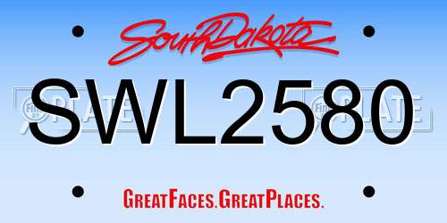 SWL2580 South Dakota License Plate