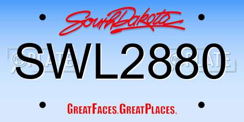 SWL2880 South Dakota License Plate