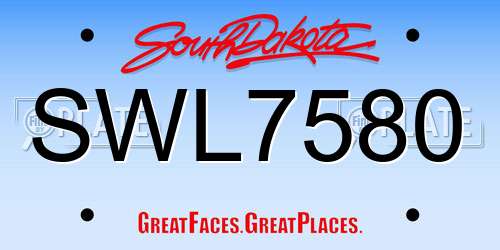 SWL7580 South Dakota License Plate