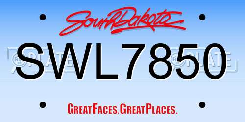 SWL7850 South Dakota License Plate