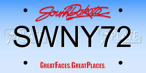 SWNY72 South Dakota License Plate