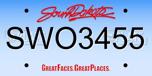SWO3455 South Dakota License Plate