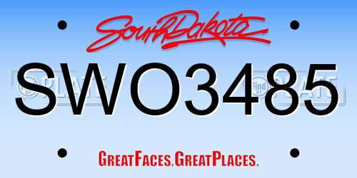 SWO3485 South Dakota License Plate