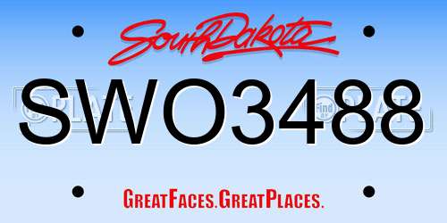 SWO3488 South Dakota License Plate