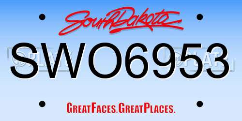 SWO6953 South Dakota License Plate