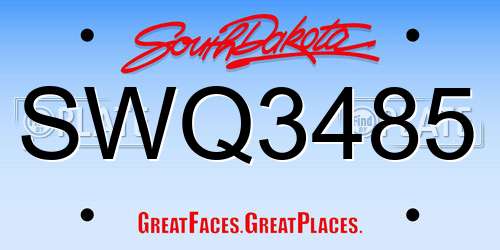 SWQ3485 South Dakota License Plate