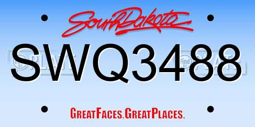 SWQ3488 South Dakota License Plate