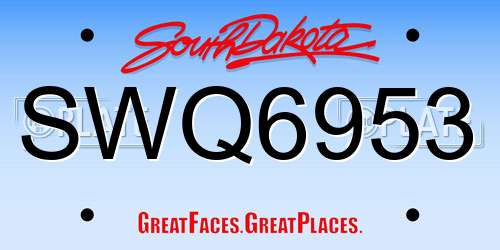 SWQ6953 South Dakota License Plate