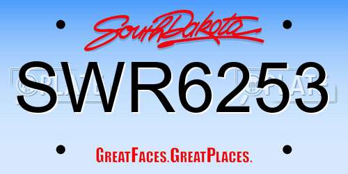 SWR6253 South Dakota License Plate