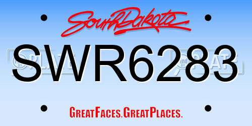 SWR6283 South Dakota License Plate