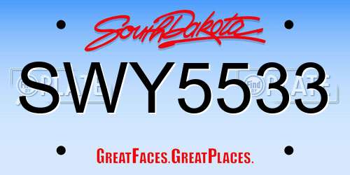 SWY5533 South Dakota License Plate