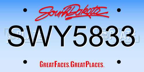 SWY5833 South Dakota License Plate