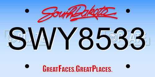SWY8533 South Dakota License Plate
