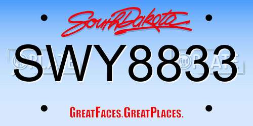 SWY8833 South Dakota License Plate
