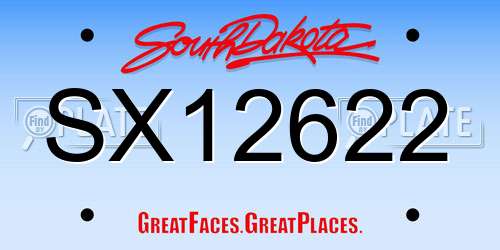 SX12622 South Dakota License Plate