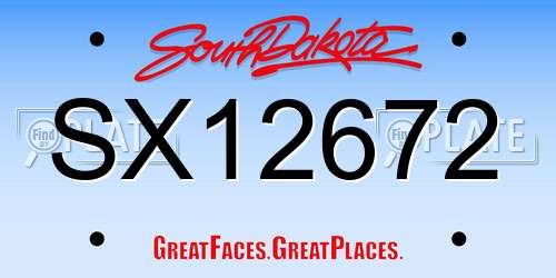 SX12672 South Dakota License Plate