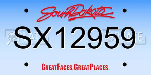 SX12959 South Dakota License Plate