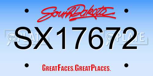 SX17672 South Dakota License Plate