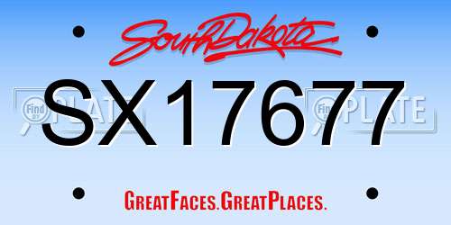 SX17677 South Dakota License Plate