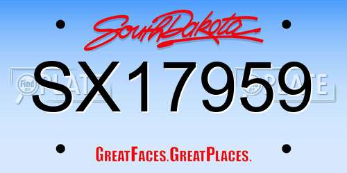 SX17959 South Dakota License Plate