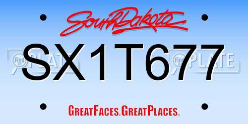 SX1T677 South Dakota License Plate