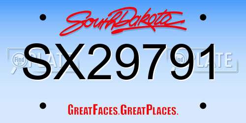 SX29791 South Dakota License Plate