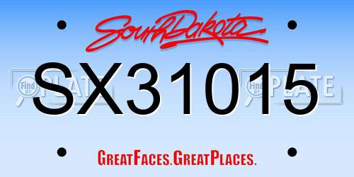 SX31015 South Dakota License Plate
