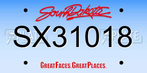 SX31018 South Dakota License Plate
