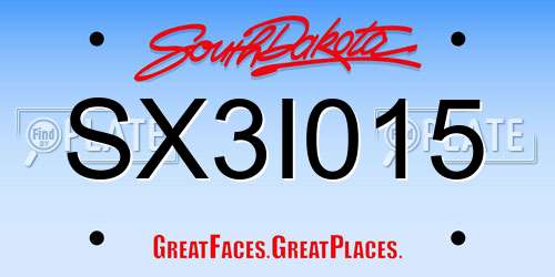 SX3I015 South Dakota License Plate