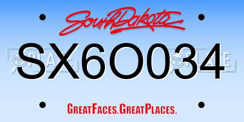 SX6O034 South Dakota License Plate