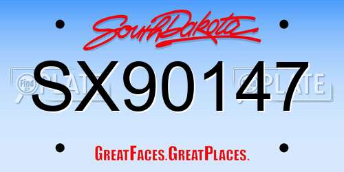 SX90147 South Dakota License Plate