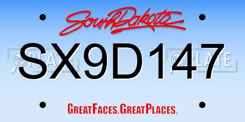 SX9D147 South Dakota License Plate