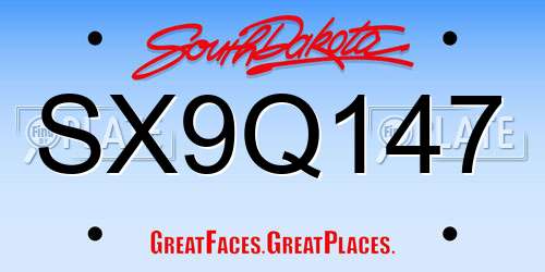 SX9Q147 South Dakota License Plate
