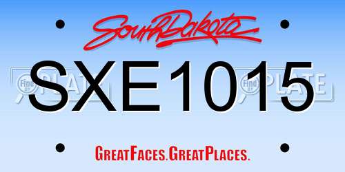 SXE1015 South Dakota License Plate