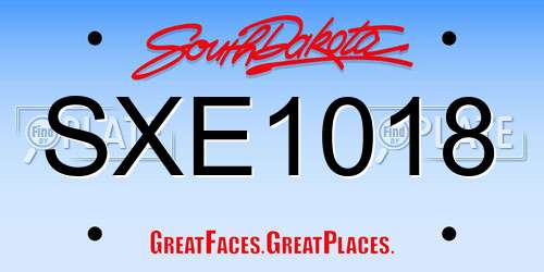 SXE1018 South Dakota License Plate