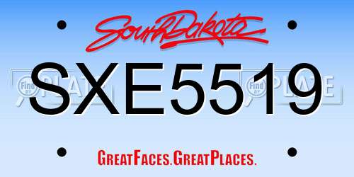 SXE5519 South Dakota License Plate