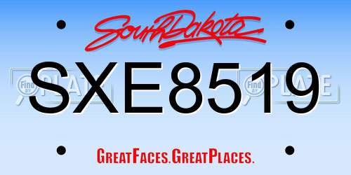 SXE8519 South Dakota License Plate