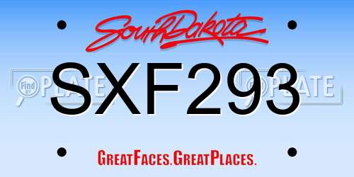 SXF293 South Dakota License Plate