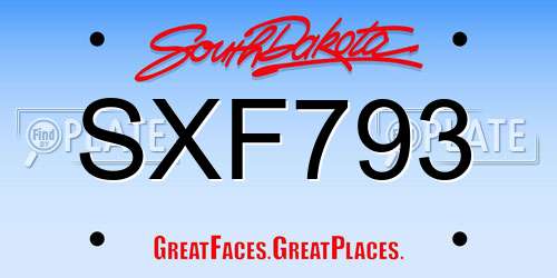 SXF793 South Dakota License Plate
