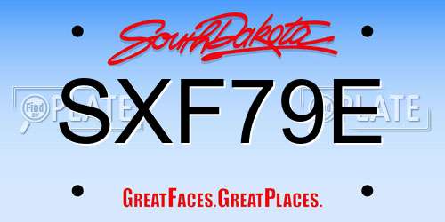 SXF79E South Dakota License Plate