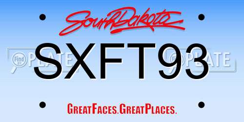 SXFT93 South Dakota License Plate