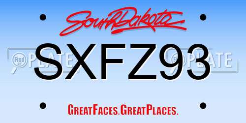 SXFZ93 South Dakota License Plate